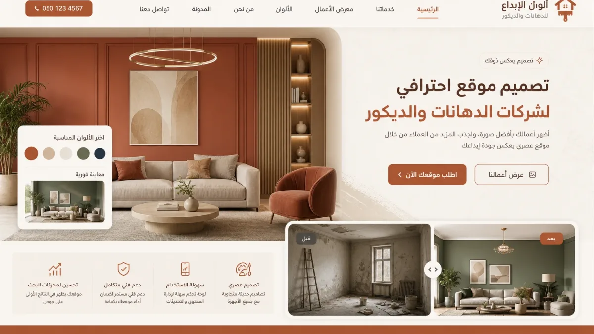 تصميم موقع دهانات وديكور